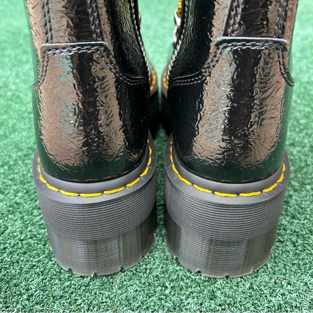 NWT Dr. Martens Ghilana Max Quad Platform Boot Distressed Patent Leather Black 6 - Picture 9 of 16